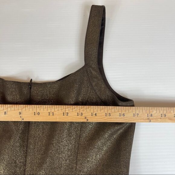 Eccoci Dress Party Cocktail Sheath Brown Gold Wool Women's 6 Bodycon - Picture 9 of 11